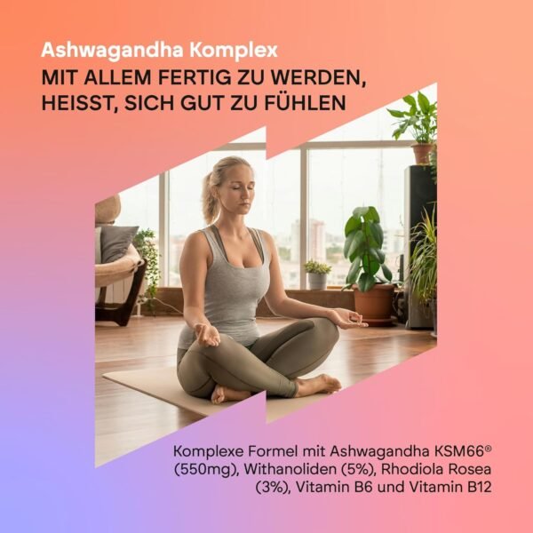 Ashwagandha KSM-66 Pura - Rhodiola Rosea Vit B6 B12 - Ginseng Natural Indio con 5% de Whitanólidos y Vitaminas B6 y B12 - 60 Cápsulas Veganas Nutralie - Image 5