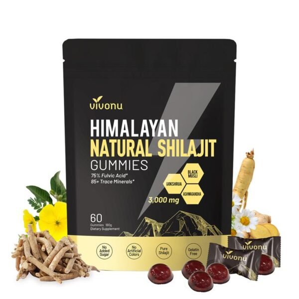 VivoNu Himalayan Shilajit Gummies | Mit Ashwagandha Gokshura & anderen Kräutern |  Ohne Zuckerzusatz | 60 Gummies - Image 4