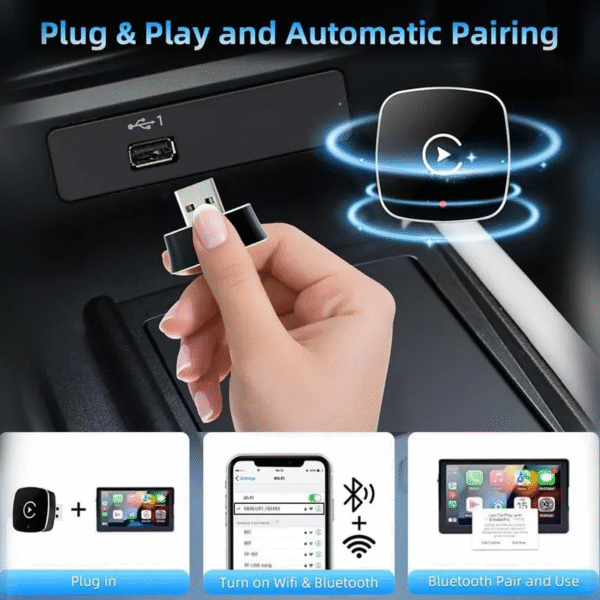 2025 Wireless Carplay Adapter für iPhone / Android, schnelle Verbindung, keine Latenz, Freisprecheinrichtung, elektronisches Ladegerät, Carplay Dongle - Image 2
